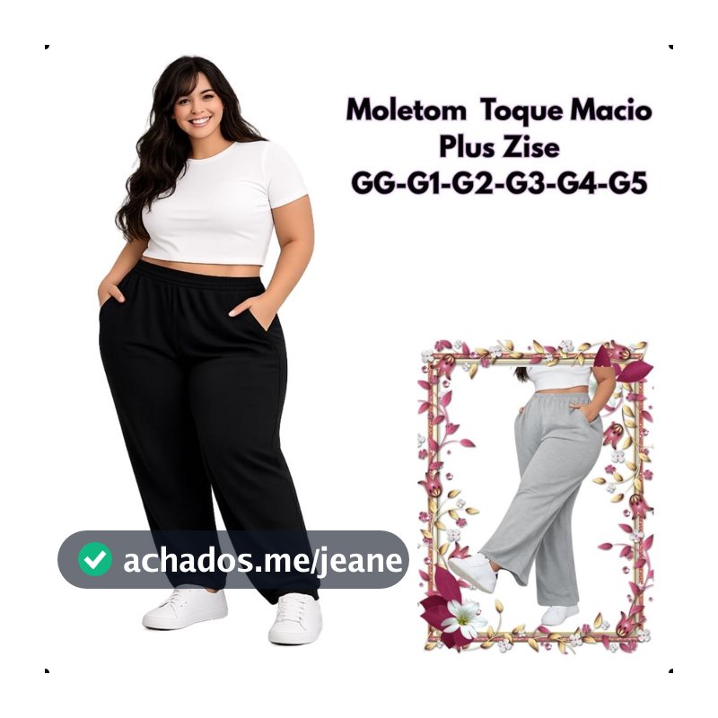 Calça Moletom Plus Size Feminina/Masculina GG G1 G2 G3 G4 G5 Confortável  Seca Mais Rápido