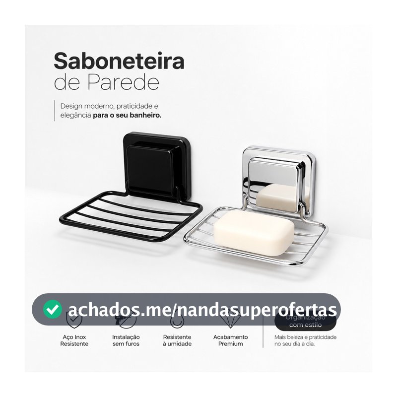Prateleira Adesiva para Banheiro - Suporte para Saboneteira sem Furado - Aço Inox Impermeável