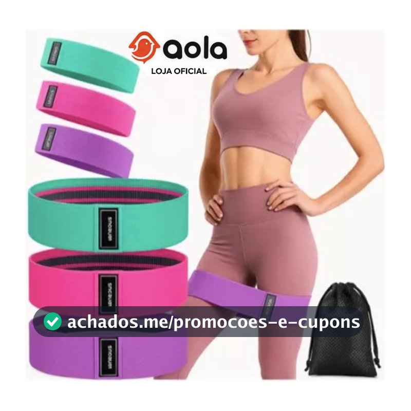 Kit 3 Faixas Elásticas de Tecido Treino Yoga Resistentes Confortáveis e Antideslizantes