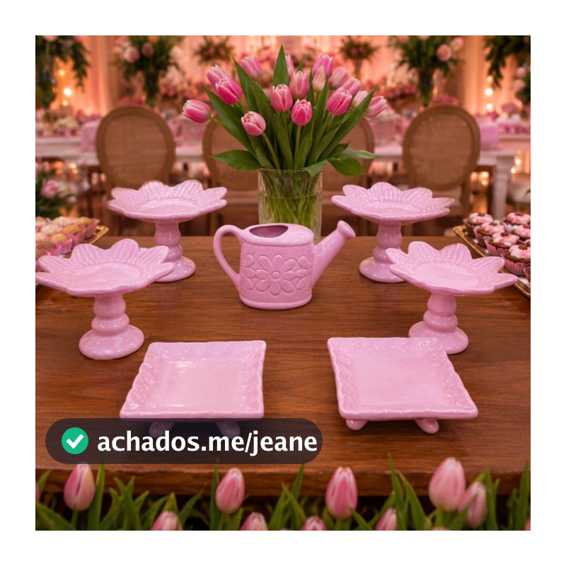 Kit de Festa Flor em Cerâmica Para Decoração - Perfeito para Mesa de docinhos e bolo