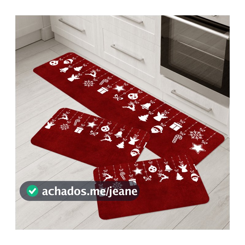 Kit 3 Tapetes de Natal para Cozinha Ícones de Natal