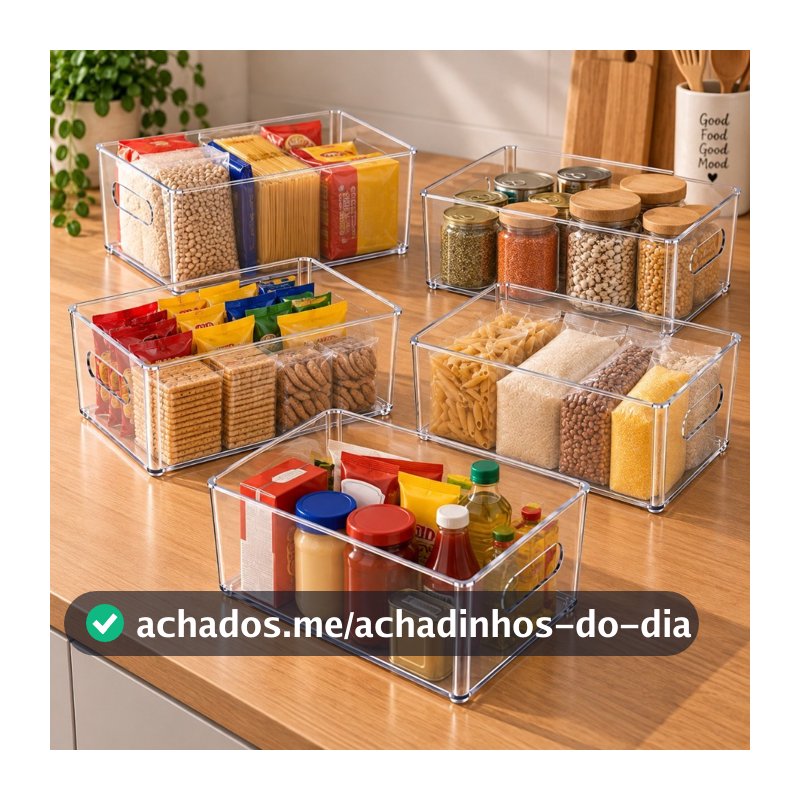 Kit 5 Caixa Cesta Organizadora Multiuso em Acrílico