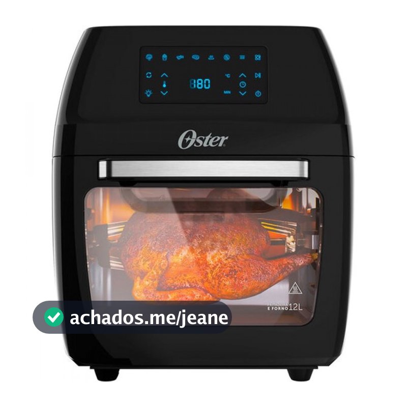 Fritadeira Sem Óleo Oster Oven Fryer, 3 em 1, 1800W, 12 Litros, Preta - OFRT780