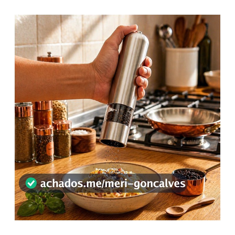 Moedor de Pimenta e Sal Eletrico em Aço Inox Temperos