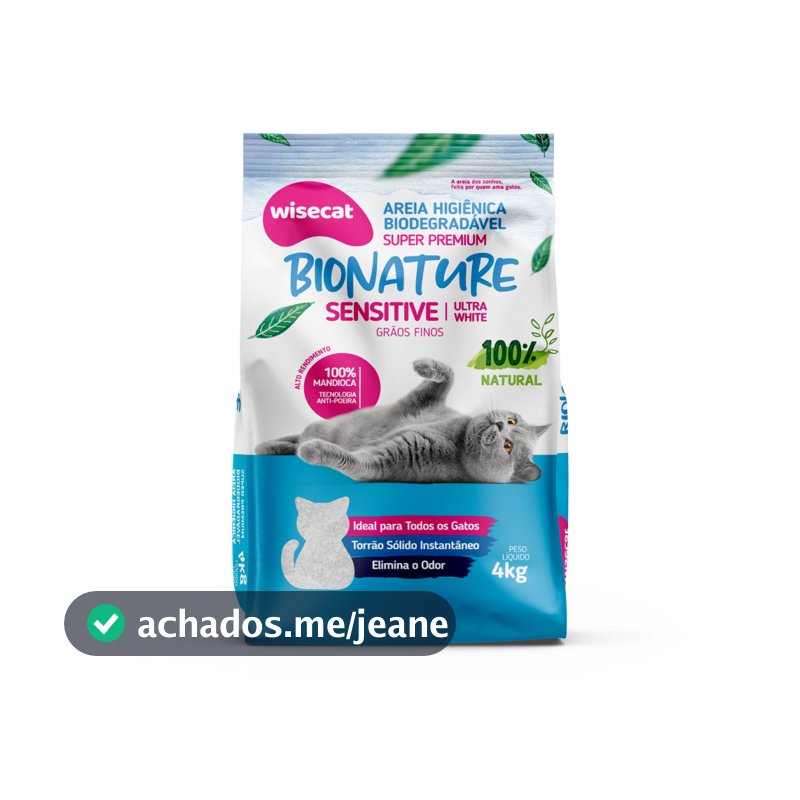 Areia Higienica Gatos Biodegradavel Bionature Grãos Finos 4Kg