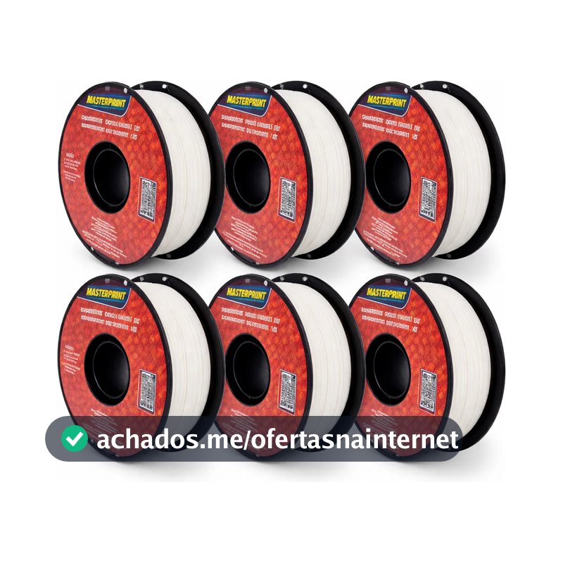 Kit 6 Filamentos Para Impressora 3d Petg 1,75mm 1kg Branco