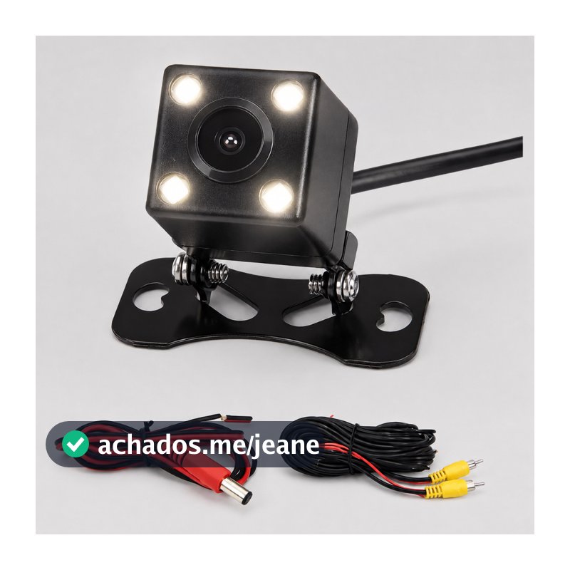 Câmera de Ré Automotiva Visão Noturna 4 LEDs HD Ângulo 150° Universal Resistente à Água