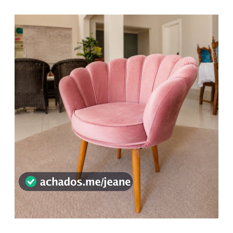 Poltrona Decorativa Pétala Flor Veludo  Pés Palito - Mercado dos Móveis