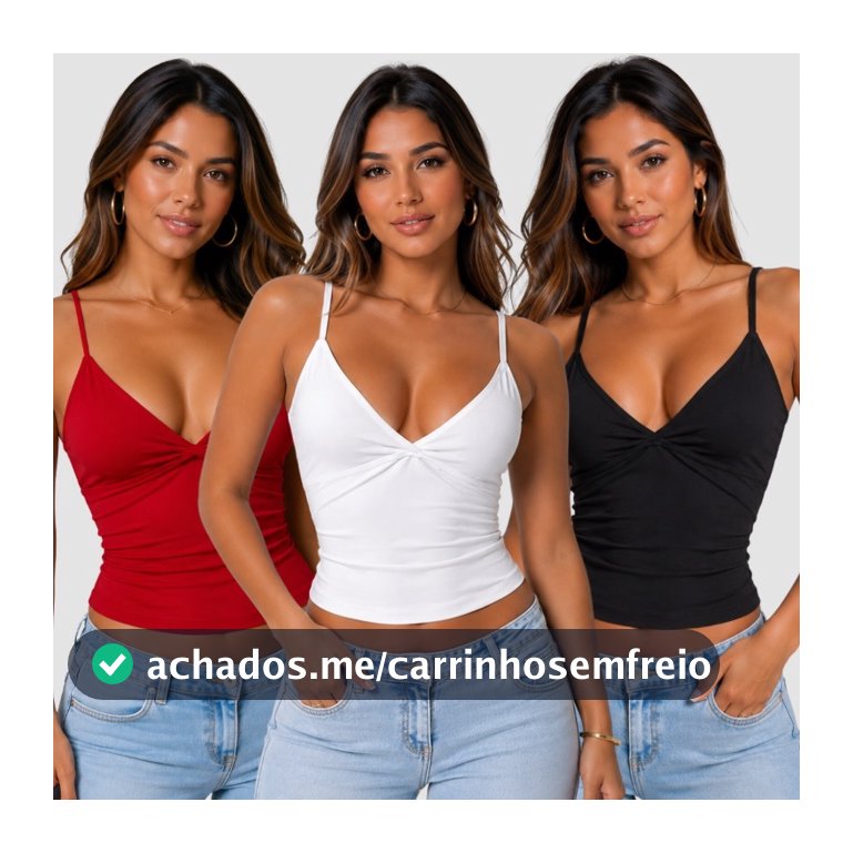 Blusa Feminina Com DECOTE V Efeito Silicone Moda Verão Tendência Unidade Kit 2 e KIT 3