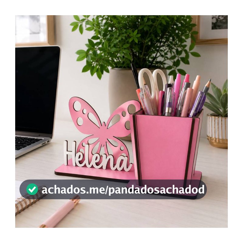 Kit Centro de Mesa Cachepo Borboleta Decoração Jardim Encantador Lembrancinha Flor porta lápis mdf