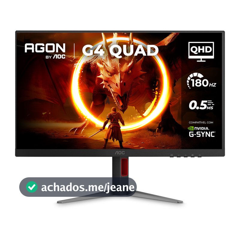 Monitor Gamer AOC AGON QUAD 27" QHD 180Hz 0,5ms IPS HDR10 Base Ajustável Q27G4F