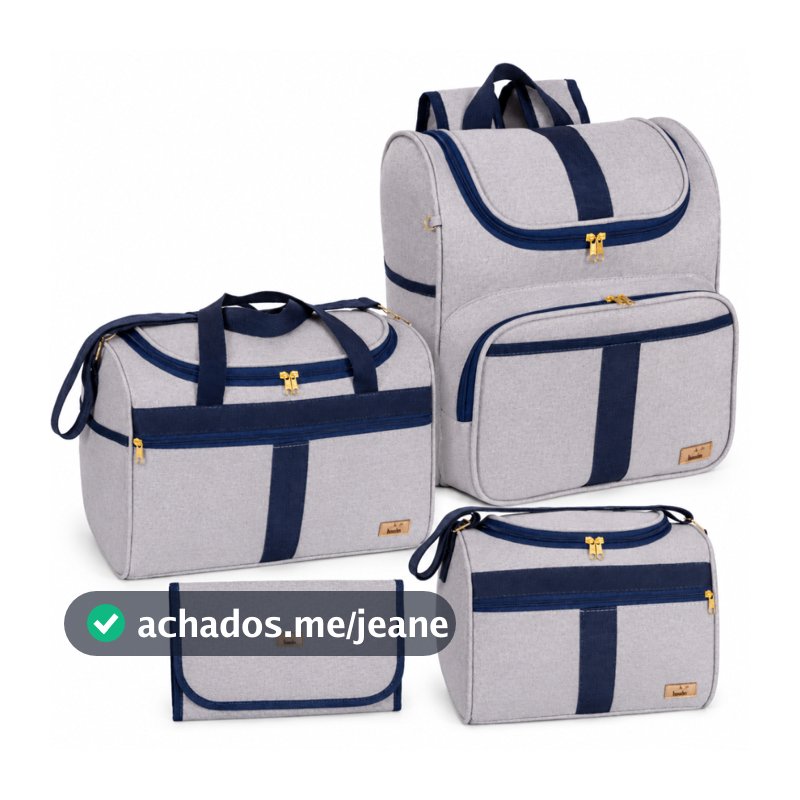 Bolsa Maternidade Kit 04 peças Bolsa G + Bolsa P+ Mochila e Trocador Harmonia