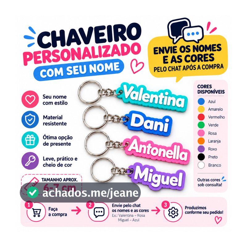 Chaveiro Personalizado com Nome – Impressão 3D em PLA • Várias Cores • Brinde Criativo