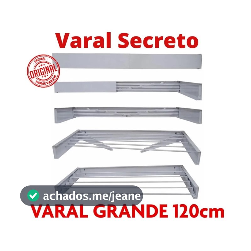 Varal Mágico 120 Cm Retratil 7 Varetas Reforçado Kitnets Casas - Bitenfer Varais