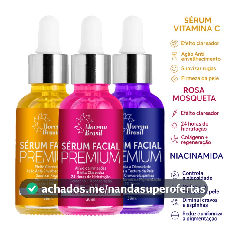 Kit SkinCare Premium - Sérum Facial Vitamina C + Sérum Niacinamida + Sérum Rosa Mosqueta