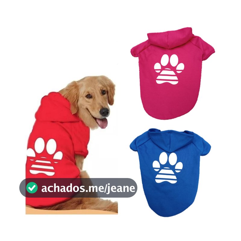 Casaco Moletom Cachorro Roupa de Frio Inverno Blusa Com Capuz Para e Pet Cães Pequeno Médio e Grande