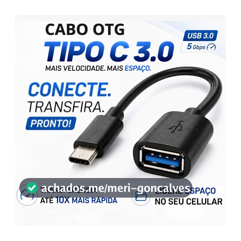 Cabo OTG Tipo C Modelo Android Novo Conecte Pen Drive Mouse Teclado Impressora Controle Game
