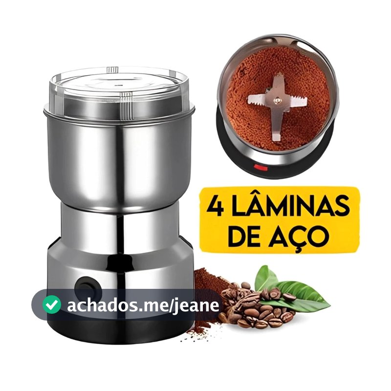 Moedor de Café Elétrico 220V com 4 Lâminas de Aço Inox para Grãos de Café Uso Doméstico