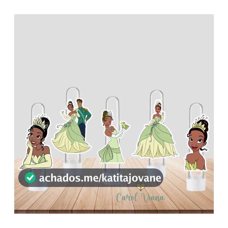 Aplique de Tubete Tiana a Princesa e o Sapo | Tag  Aplique para Tubete | Lembrancinhas | Lembrancinha de Festa Infantil