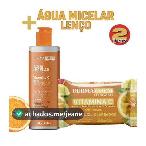 Lenço Demaquilante e Água Micelar com Ácido Hialurônico e Vitamina C
