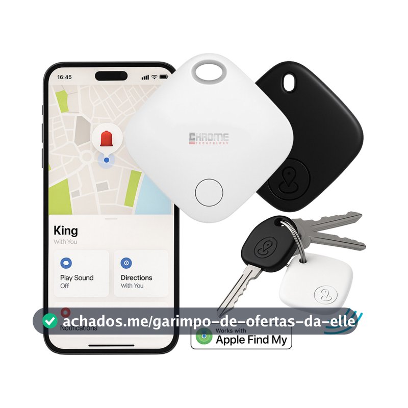 Rastreador Bluetooth Smart AirTag p/ iPhone – Localizador iOS p/ Pets, Chaves e Objetos Perdidos