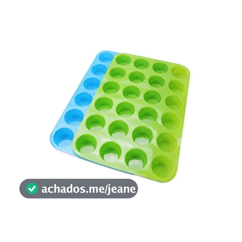 Forma de Silicone 24 Cavidades Mini Bolos Cupcake Muffins e Petit Gateau Freezer Forno Micro-ondas