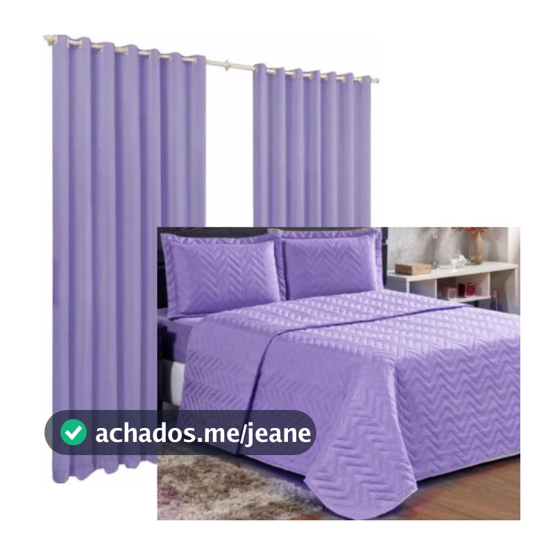 Kit Quarto 4 Peças Cobre leito com Cortina 3 metros e 2 Fronhas com Zíper Jogo de cama Decoração
