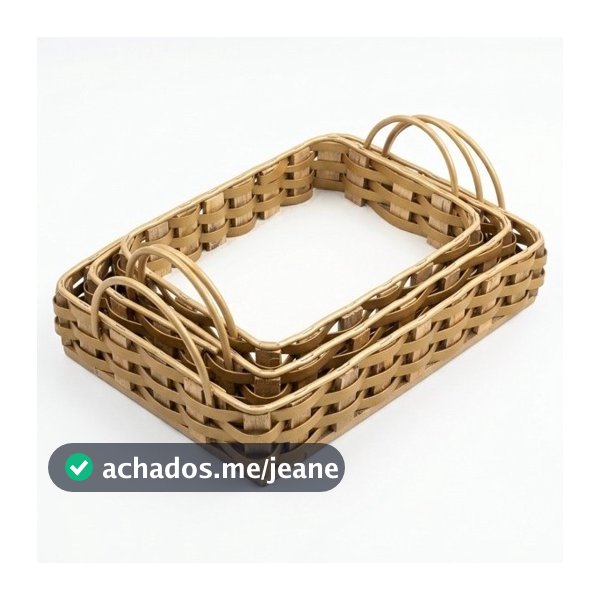 Kit 3 bandejas pra café da manhã e decoração e fibra sintetica tamanhos P M e G