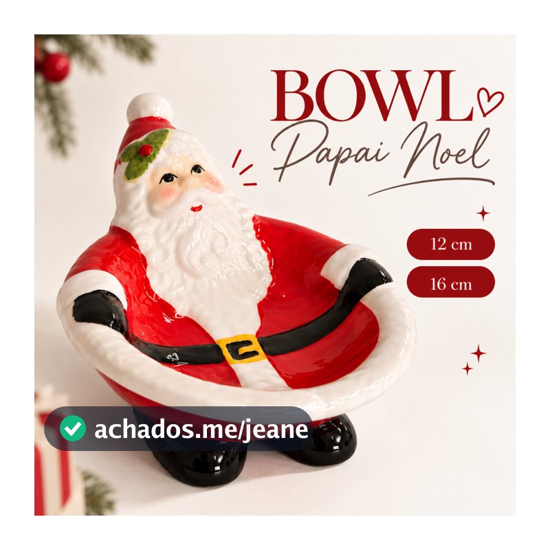 Bowl Papai Noel de Cerâmica Decoração Natalina 12cm/16cm Jogo de Mesa Enfeite de Natal