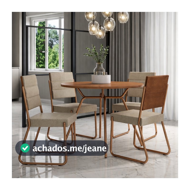 Conjunto Sala de Jantar 4 Cadeiras San Francisco Carraro Rosê