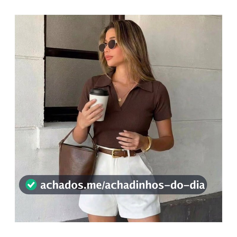 Blusa Feminina Gola Polo Ribana Canelada Elegante Básica Confortável