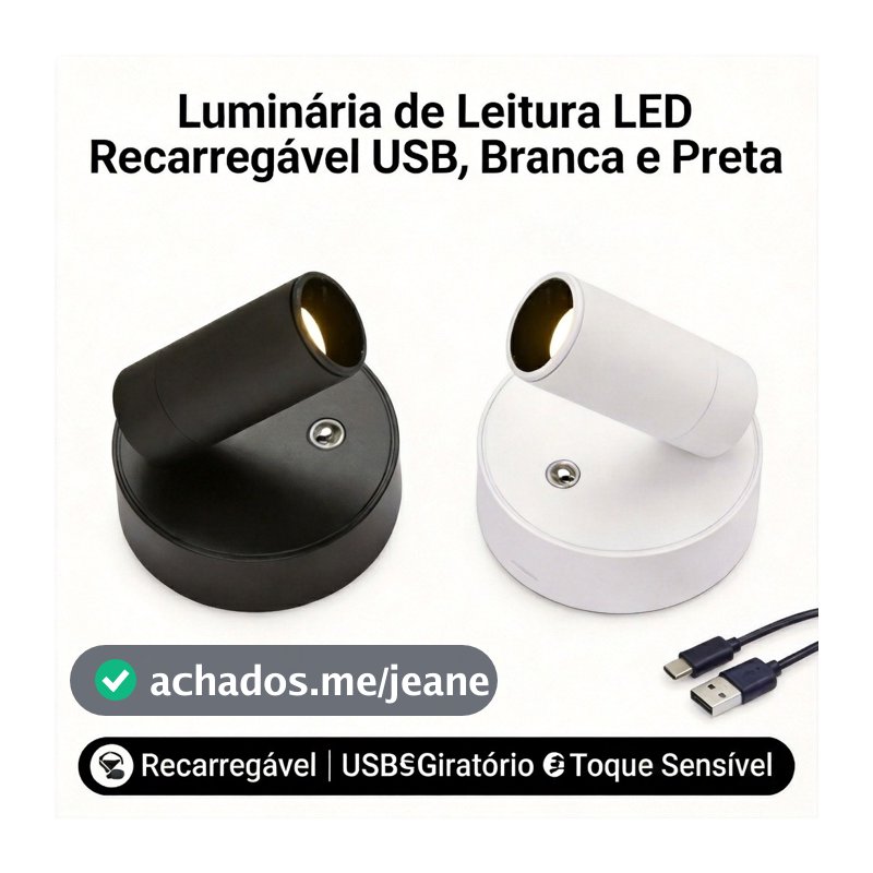 Luminária para quarto sem fio recarregável LED Leitura arandela de parede abajur de cabeceira Wireless Light Reading
