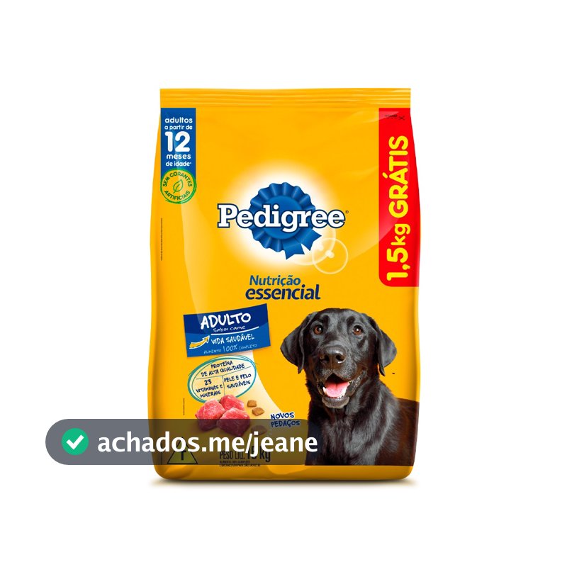 Ração Pedigree Nutrição Essencial Carne para Cães Adultos 15 kg