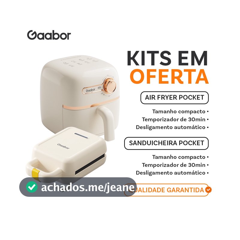 [Venda em combo]Gaabor 1,4L Air Fryer AF20M + Sanduicheira Elétrica Assadeira Removível Antiaderente SM60M