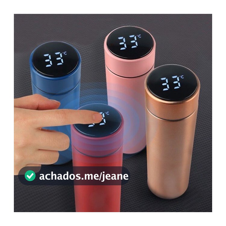 Garrafa Térmica Em Aço Inox Com Termômetro Digital 500ml Led colorido kit com 10unidades