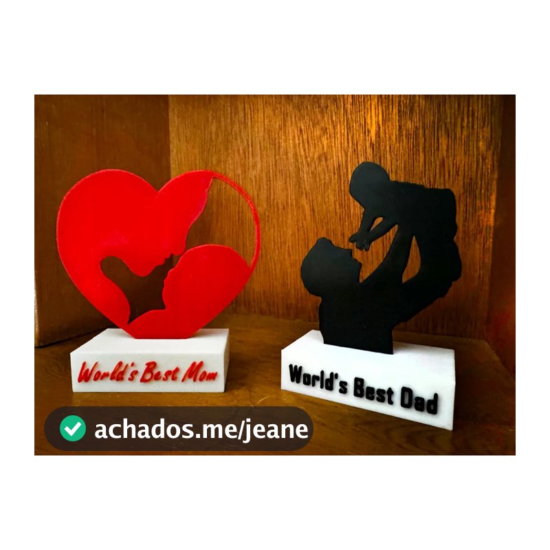 Escultura World's Best Mom & Dad - Decoração Casa Presentes Dia das Mães Dia dos Pais