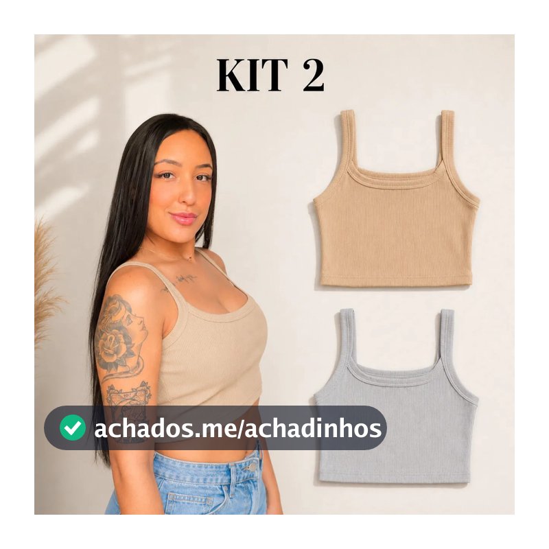 Kit 2 Regata Top/cropped Femenina Canelada Forrada Basic Mod