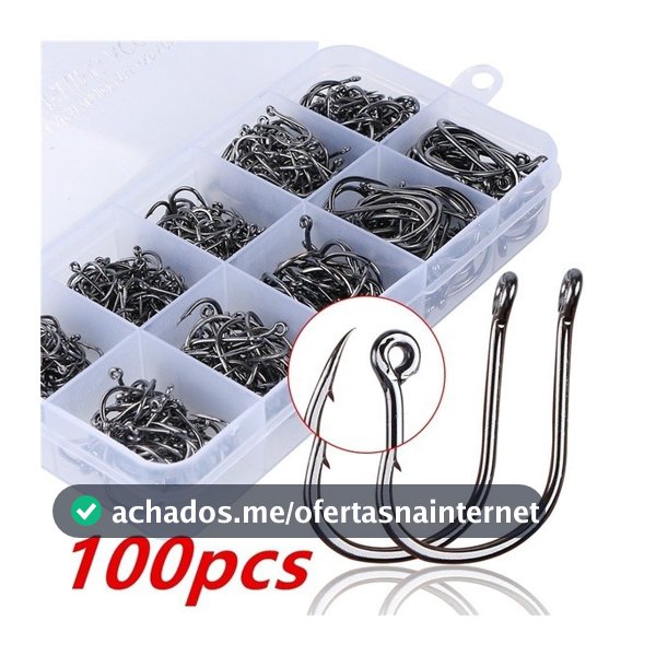 100 Pçs / Caixa Alta Qualidade De Aço Inoxidável Ganchos De Peixe Carpa Isca De Pesca Afiado Set 10 Tamanhos