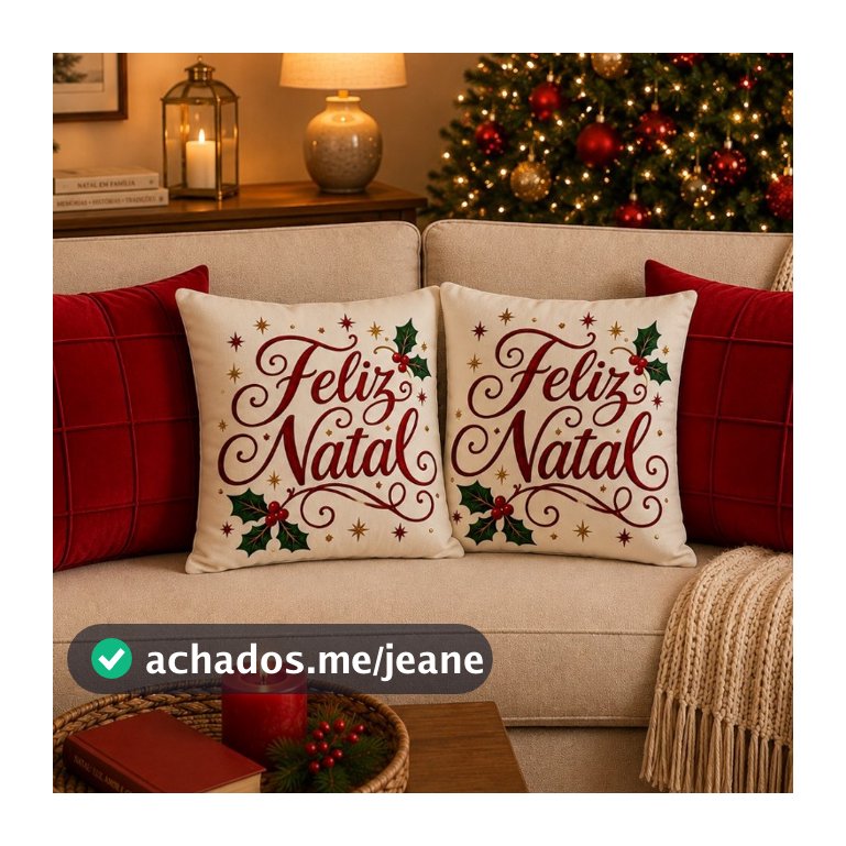 Kit 4 Capas de Almofada Natalina Decorativa Tecido Suede 45cm x 45cm Toque Aveludado