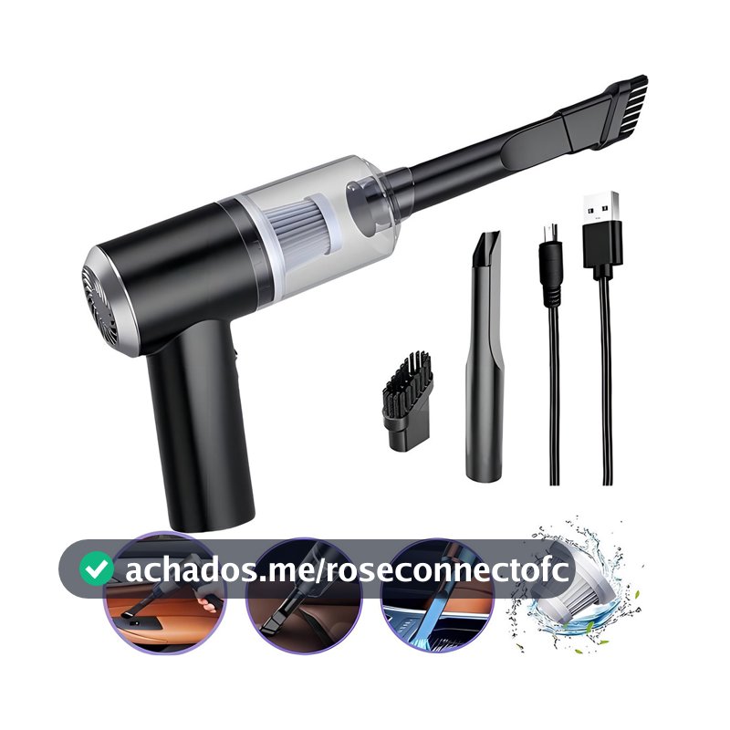 Mini Aspirador de Pó Portátil Automotivo Casa Sem Fio 3 em 1 Recarregável Potente 6000Pa