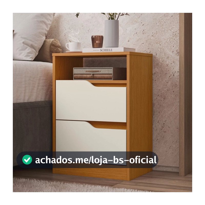 Mesa de Cabeceira 2 Gavetas sem Pés Sole - Albatroz