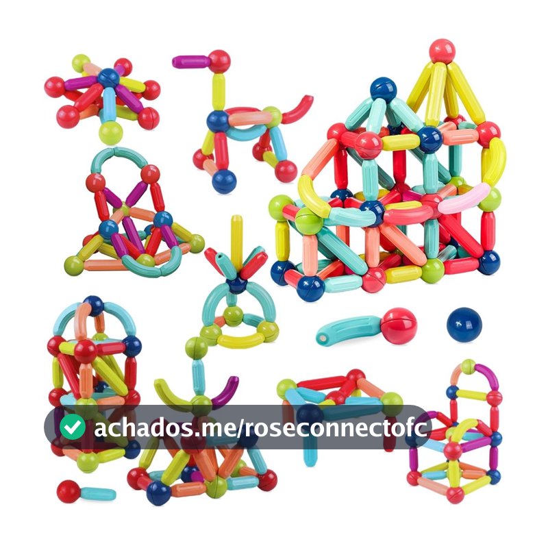 Blocos de Montar Magnéticos Bastões Brinquedo Infantil 138 Peças