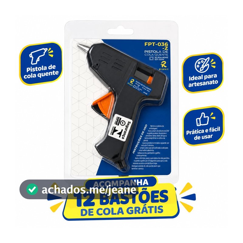 Kit Pistola de Cola Quente Pequena 10w Bivolt + 12 Bastões de Cola Grátis