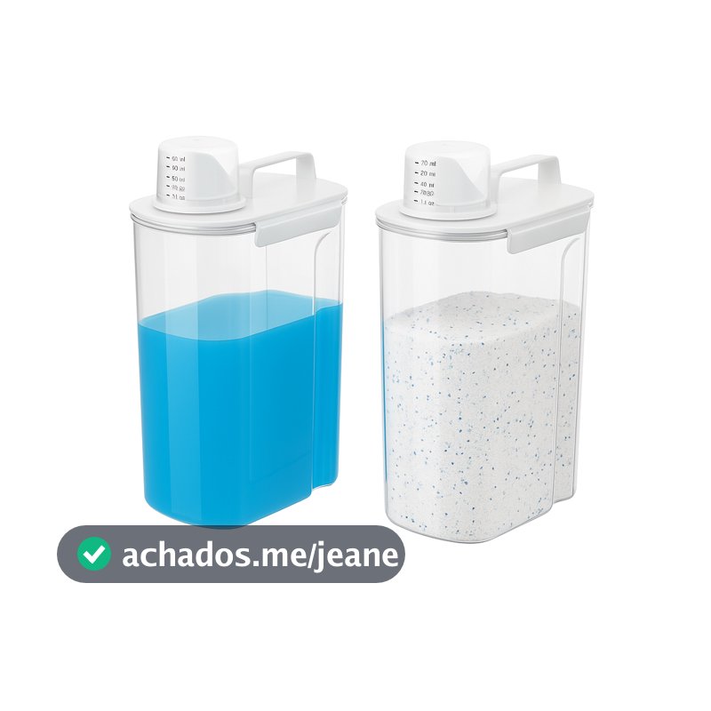 Dispenser com Medidor 2 Tamanhos Cor Cristal - Linha New Retrô Coza - Porta Sabão e Amaciante