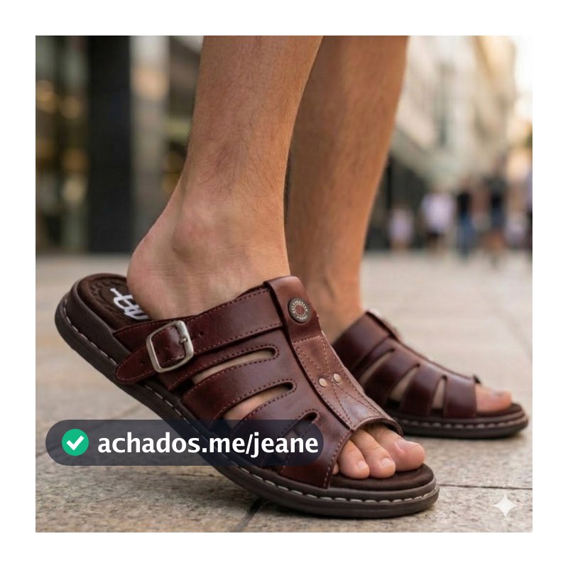 Sandália Franciscana Anti Stress Chinelo Masculino Couro Legítimo