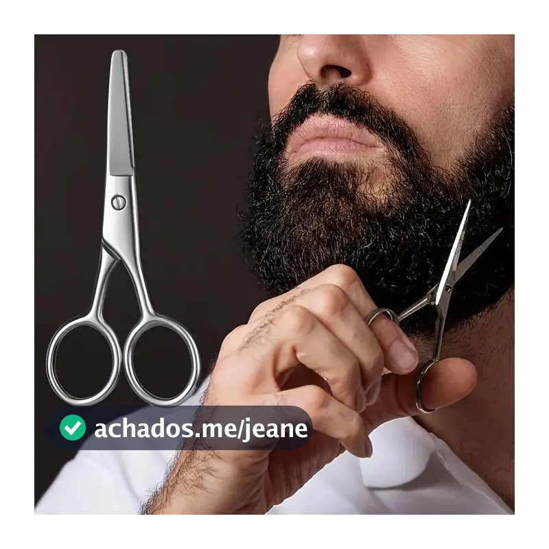 Conjunto de Tesouras Multiuso em Aço Inoxidável - Aparador de Barba, Sobrancelhas e Pelos do Nariz - Corte Profissional
