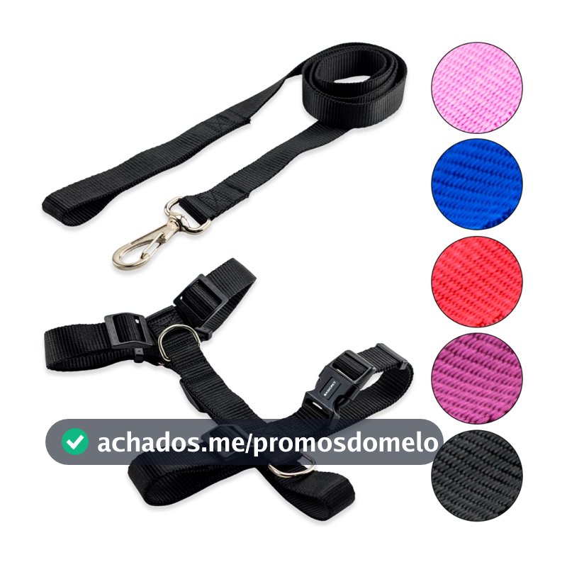 Coleira Peitoral com Guia para Cachorro Cães Regulável Resistente Cor Estampas Blisdog