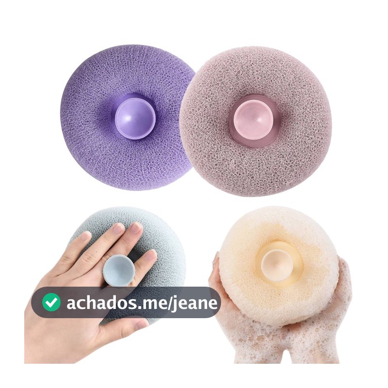 Kit 2Un Esponja De Banho Esfoliação Corporal Limpeza Com Ventosa Massagem
