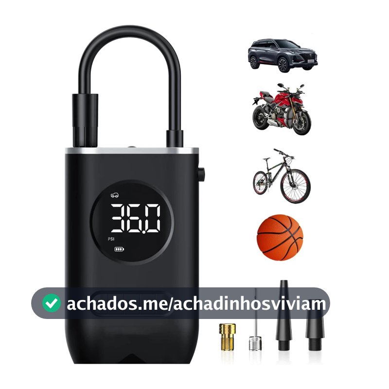 Mini Compressor de Ar Portatil Recarregavél Digital USB Calibrador Pneu Envio Imediato