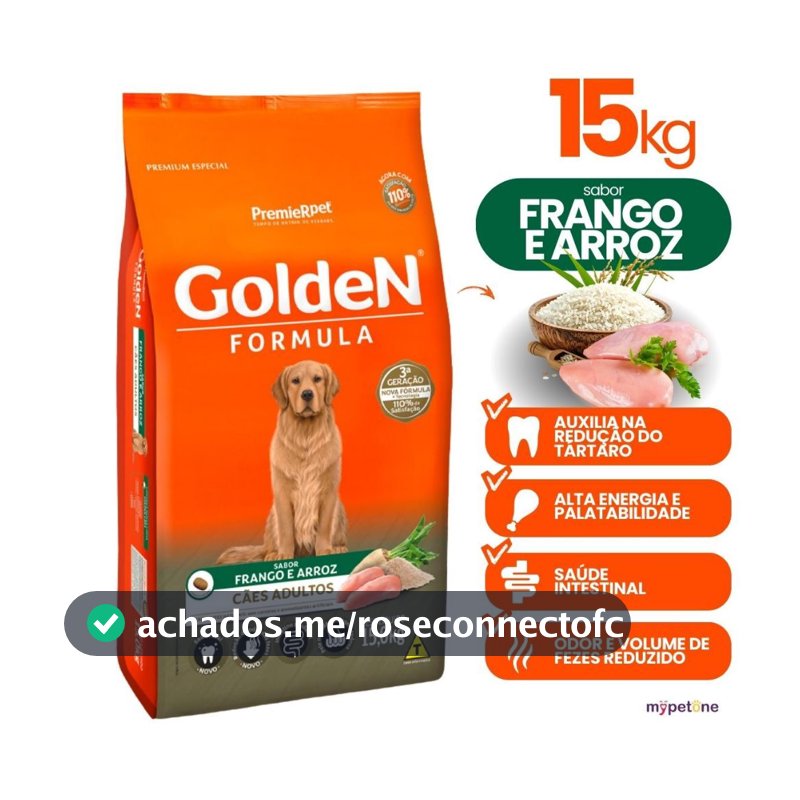 Ração Premier Pet Golden Fórmula 15kg Cães Adultos Sabor Frango